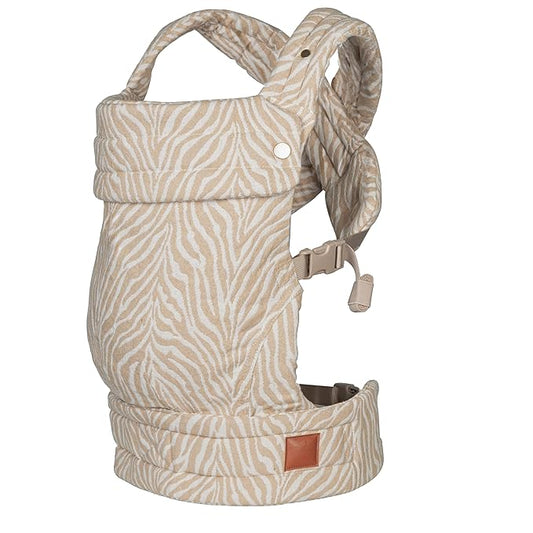 Baby Carrier for Newborns to Toddlers | Cozy Wrap with Lumbar Support | Soft Fabric, 7-35lbs Adjustable Fit | Beige Zebra Pattern