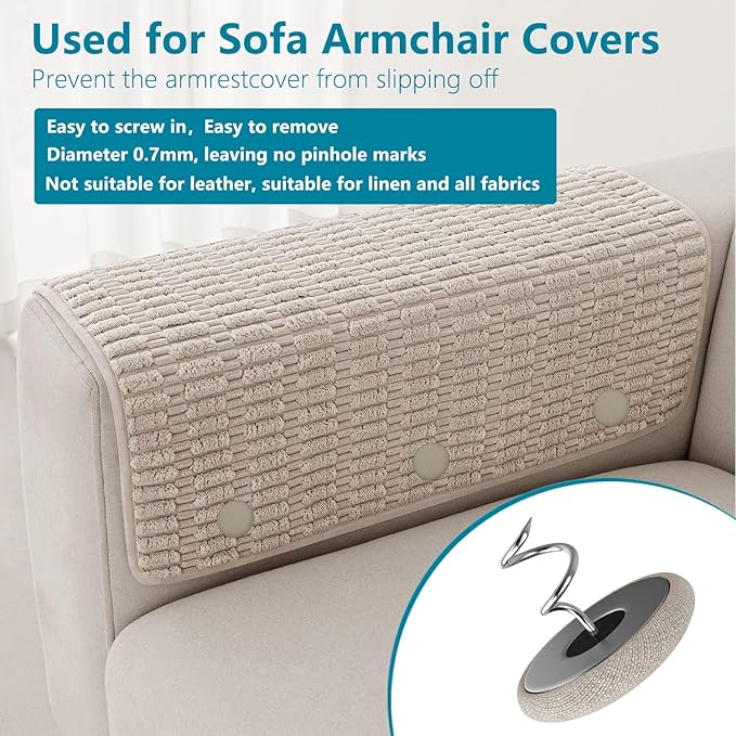Flax Covered Button Twist Pins - for Bed Skirts Pins,Sofa,Upholstery,Armchair Caddies, Armrest Covers, Slipcovers (24, Light Brown)