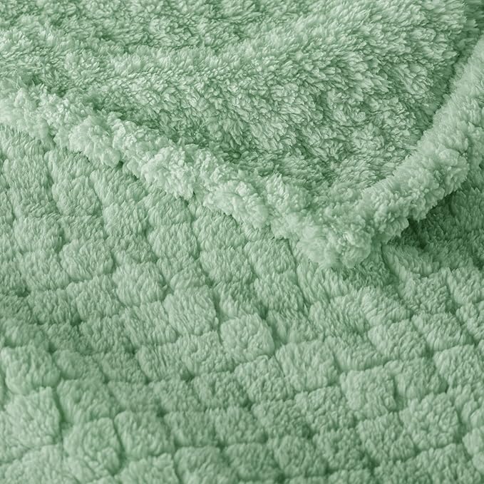 Exclusivo Mezcla Twin Size Fleece Blanket for Bed, Extra Soft Warm Decorative Fuzzy Blanket for Women, Lightweight Cozy Bedding Blankets, 60x80 Inches, Sage Green
