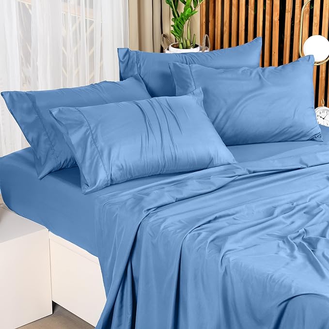Utopia Bedding King Sheet Set – 4 Piece Bed Sheets for King Size Bed, Soft and Breathable Microfiber, Includes 1 Fitted Sheet, 1 Flat Sheet and 2 Pillowcases (Dutch Blue)