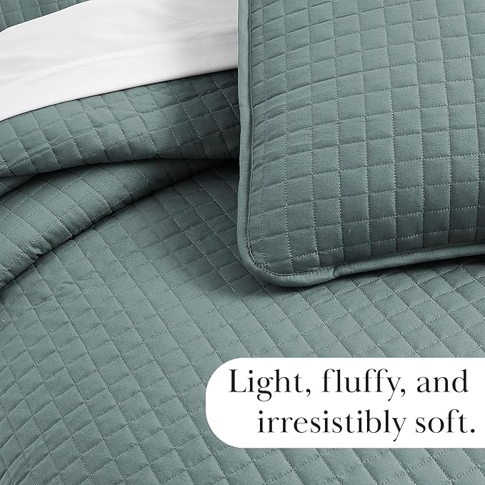 Southshore Fine Living, Inc. Quilts, Queen Size/Full Quilt Bedding Set, Stain & Pet Hair Resistant Bedding, Coverlet Full/Queen Size Bedspread, Soft Microfiber with 2 Pillow Shams, Steel Blue (Teal)