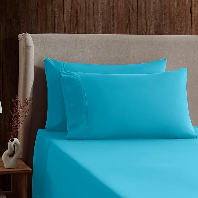 Nestl Split King Sheet Set - 1800 Ultra-Soft Microfiber Bed Sheets - Double Brushed - Deep Pockets - Easy Fit - 5 Piece Set - Bed Sheets & Pillowcases (Split King Size, Bright Blue)