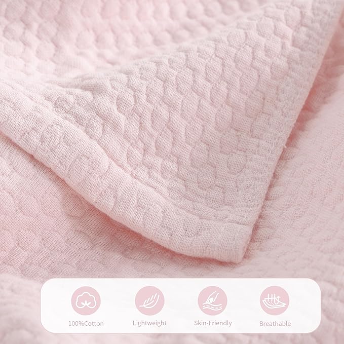 Premium 100% Cotton Blanket – All-Season Soft Breathable Bed Blanket for Twin Size – Lightweight Stylish Textured Throw for Bed– Giftable Cozy Bedding
