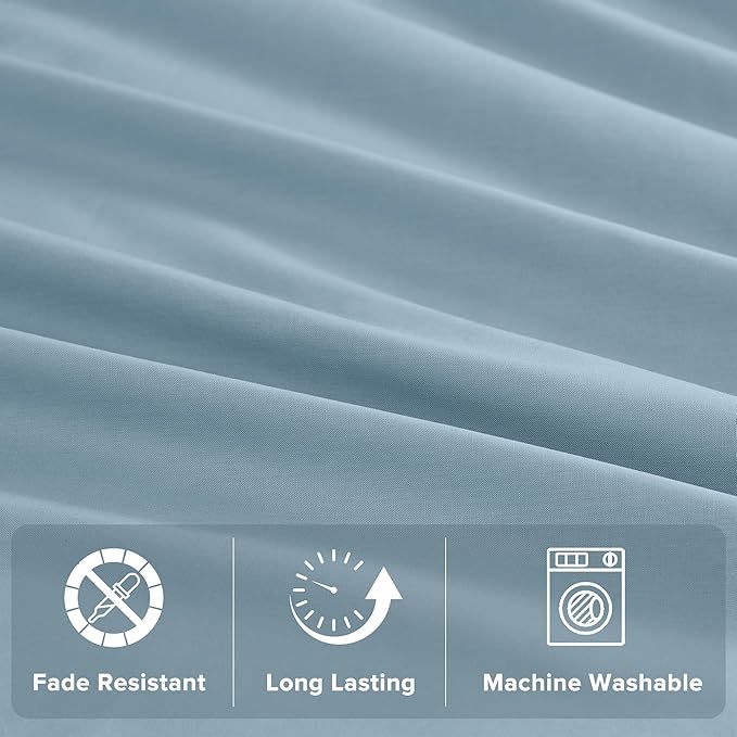 Comfort Spaces Extra Deep Pocket, 100% Cotton Sheets Queen Fits up to 24" Mattress, Breathable, Naturally Cool Cotton, Soft Cotton, All Seasons Sheet Set, Blue 4 Piece