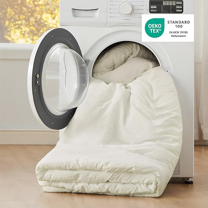 Bedsure Oversized King Comforter Set, Ivory Soft Prewashed Bedding for All Seasons, 3 Pieces GentleSoft™ Bed Set, 1 Lightweight Comforter (120"x98") and 2 Pillowcases (20"x36")