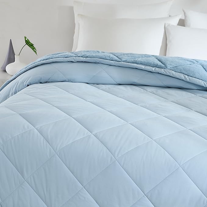 DOWNLITE Cloud Top™ Primaloft® Plush Blankets & Throws (Foggy Blue, King 108 x 90)
