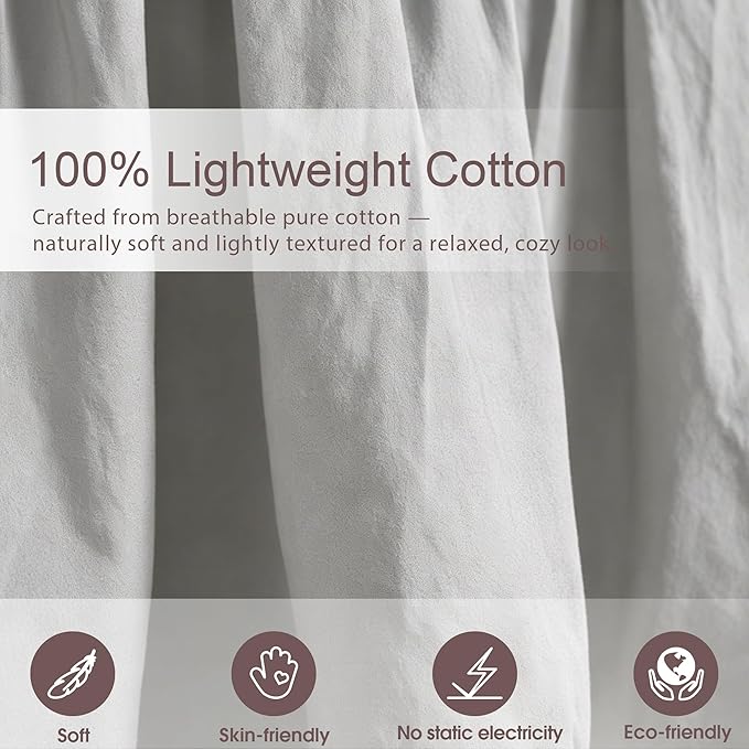 Queen Size 18 inch Drop Light Grey Dust Ruffle, Crochet Edge Lace, Lightweight 100% Cotton, French Coutry Style Ruffled Bed Skirt with Split Corners
