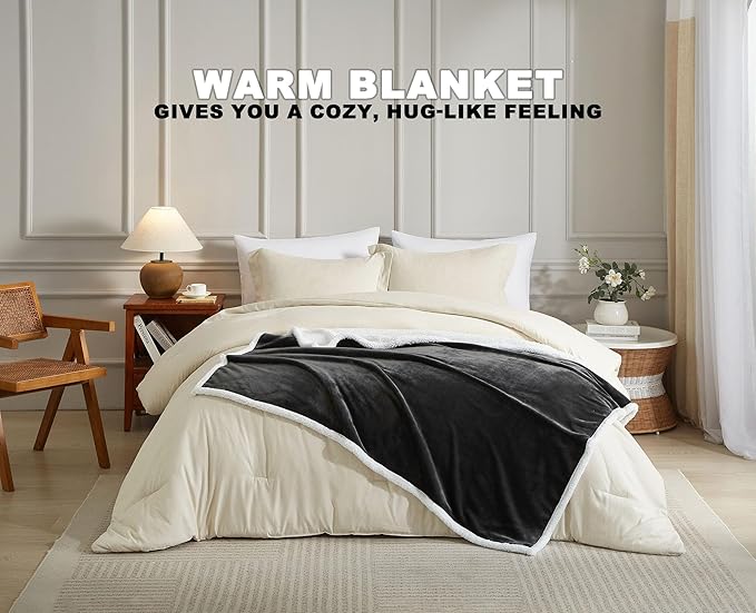 Dark Grey Twin Size Blanket for Bed, Soft Thick Fuzzy Flannel Blankets, Reversible Plush Warm Blanket, Oeko-TEX Certified, Valentine’s Day Gifts, Dark Grey 60x80 Inches