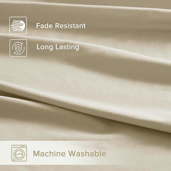 Comfort Spaces 100% Cotton Sheets Full, Breathable & Ultra Soft Cotton Sheets, Naturally Cool Cotton Bed Sheets with 14" Elastic Pocket Fits up to 16" Mattress, All Seasons Sheet Set, Cream 4 Piece