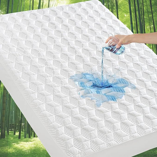 GRT Waterproof Mattress Protector King, Rayon Bamboo Mattress Protector Cooling Breathable, 3D Air Fabric Soft Mattress Cover with 6-26 inches Deep Pocket, Mattress Pad Machine Washable