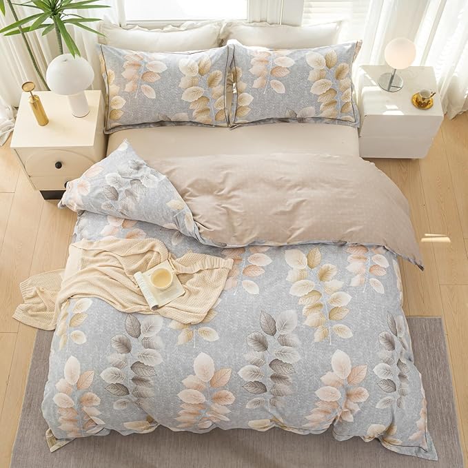 OAITE Duvet Cover Set Twin Size Floral Pattern 500 Thread Count Ultra Soft 100% Cotton Duvet Cover Sets 3-PC, Breathable Duvet Cover with Zipper Closure & Corner Ties