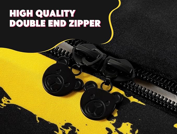 Meeting Story 3pcs Kids Comforter Set Twin Zip up Bedding Set for Boys,Kid Bedding Set Game Print Comforter Set for Kid,All in one Zipper Bedding（Darkblack,Twin）