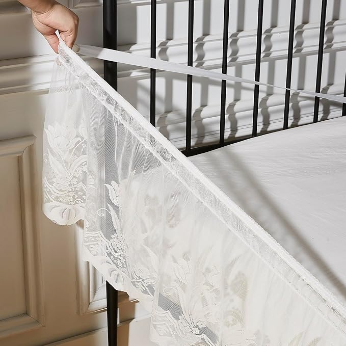 WARM HOME DESIGNS King Size Bed Skirt for Bed. Our Beige Bed Skirt Goes Great with Farmhouse or Victorian Bedding for Any Bedroom Decor. DO Beige King