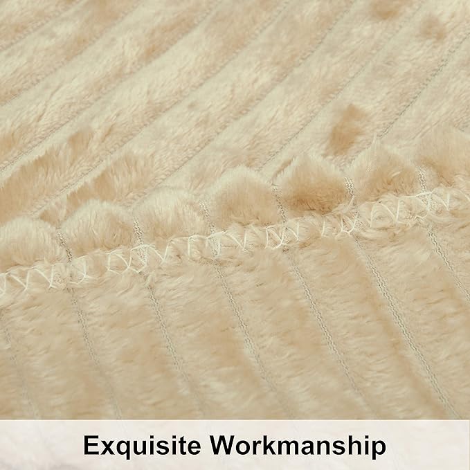 NTBAY Flannel Fuzzy Toddler Blanket, Fluffy Warm and Lightweight Reversible Stripes Design Baby Plush Blanket, 30x40 Inches, Khaki