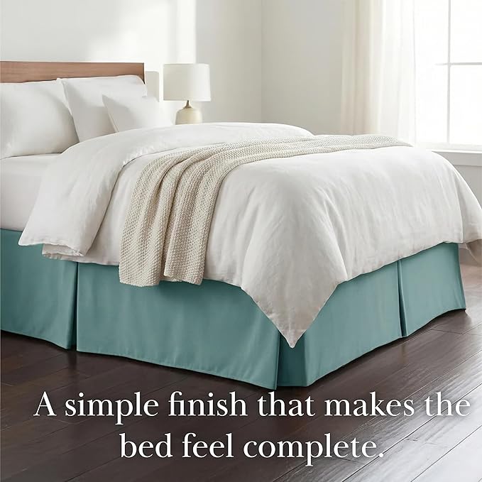 Southshore Fine Living, Inc. California King Size Bed Skirt, 14-Inch Drop Pleated Bed Skirt for California King Mattress, Dust Ruffle for California King Size Bed, Steel Blue (Teal)