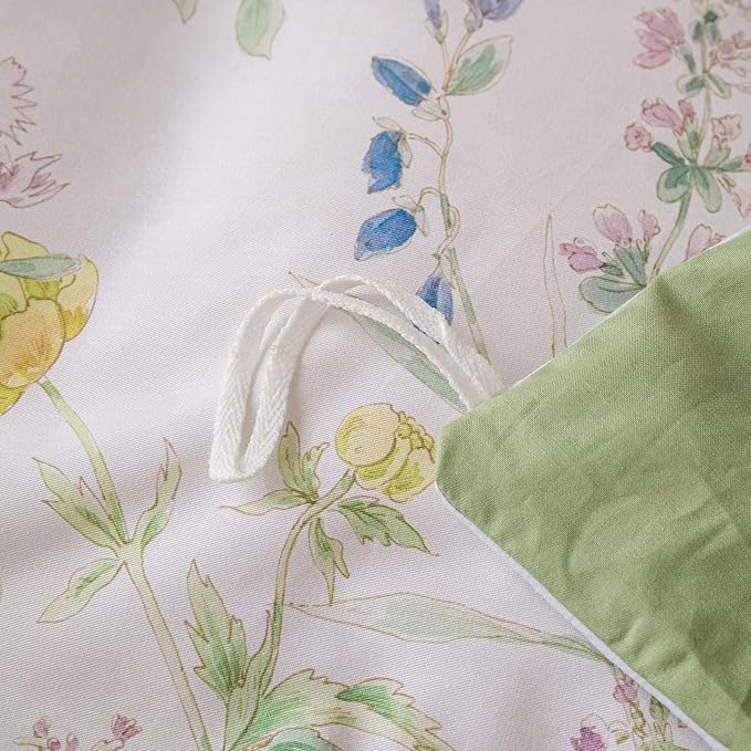 OAITE Duvet Cover Set Twin Size Floral Pattern Ultra Soft 100% Cotton Duvet Cover Sets 3-PC, Breathable Duvet Cover with Zipper Closure & Corner Ties(2 Pillow Shams,1 Duvet Cover)