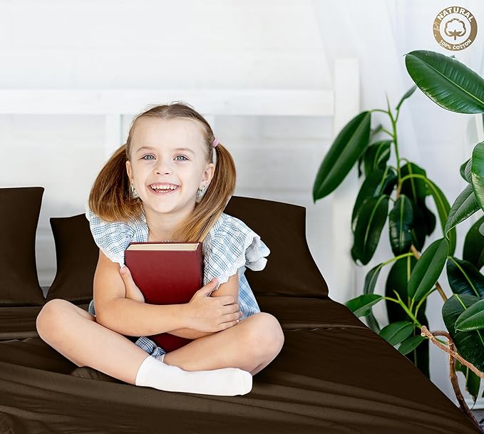 Royale Linen 400 Thread Count 100% American Grown Cotton Flat Sheet - Cooling Sheets- King Sheets- Luxury Sateen Weave- King Flat Sheet Sold Separately -Chocolate Flat Sheet Only (King,Egyptian Camel)