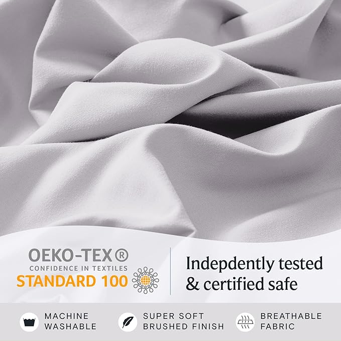 LuxClub 4 PC Sheet Set Bed Sheets Deep Pockets 16" Eco Friendly Wrinkle Free Cooling Machine Washable Hotel Bedding Silky Soft - Dove Gray Full (Pack of 4)