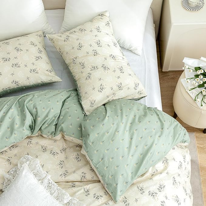 Floral Duvet Cover Queen, 100% Brushed Microfiber 3 Pieces Queen Floral Bedding Sets, Reversible Floral Chic Garden Style Floral Pattern Queen Duvet Cover Floral with Zipper Closure (Floral, Queen)
