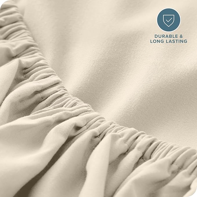 Bare Home Fitted Bottom Sheet California King Size - Premium 1800 Microfiber - Ultra-Soft Hotel Luxury - Deep Pocket - Durable and Long Lasting - Cal Fitted Sheet (California King, Sand)