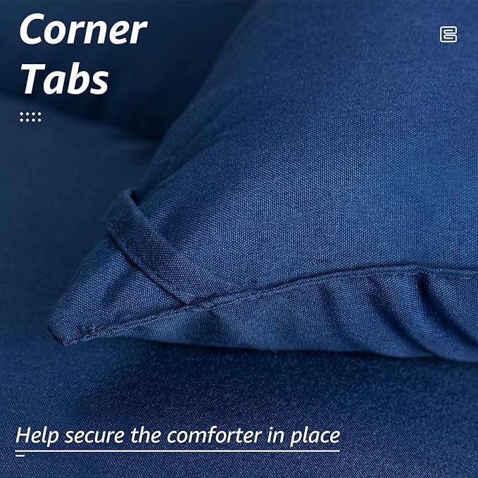 HYLEORY All Season Full Size Bed Comforter - Cooling Down Alternative Quilted Duvet Insert with Corner Tabs - Winter Warm - Machine Washable - Navy Blue