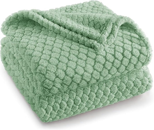Exclusivo Mezcla Fleece Throw Blanket for Couch and Bed,Extra Soft Warm Decorative Fuzzy Throws for Women,Lightweight Cozy Blankets Size 50x60 Inches, Sage Green