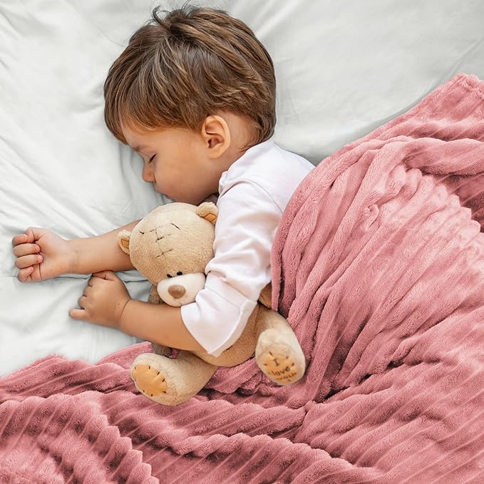 BEDELITE Baby Blankets for Boys Girls 30"x 40" - 3D Ribbed Jacquard Cute Fuzzy Fleece Blanket, Warm and Breathable Soft Cozy Infant Toddler Blanket for Newborn All Seasons Suitable, Pink