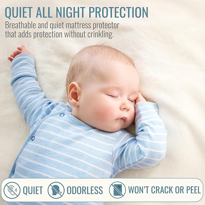 DMI Full Size Waterproof Mattress Protector - Fitted, Noiseless Mattress Cover, Soft and Breathable, 54" x 75"x 13", White