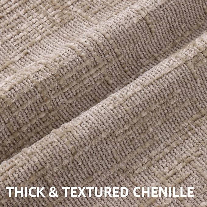 decorUhome Spring Oatmeal Chenille Throw Pillow Covers 18x18 Set of 2 Textured Soft Cozy Slubby Couch Pillow Covers Modern Farmhouse Boho Decorative Pillow Cases for Bed Sofa Living Room