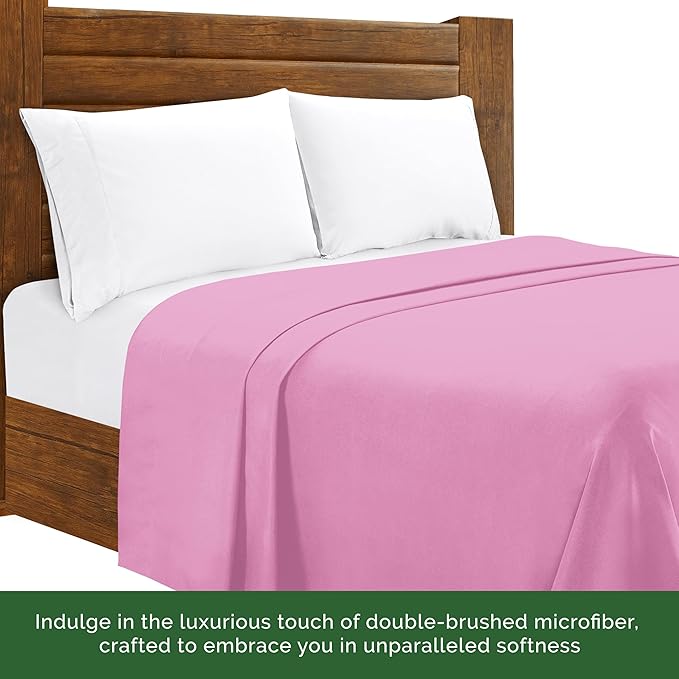 Luxury Flat Sheet on Amazon Elegant Comfort Wrinkle-Free 1500 Premier Hotel Quality 1-Piece Flat Sheet, Full Size, Pink