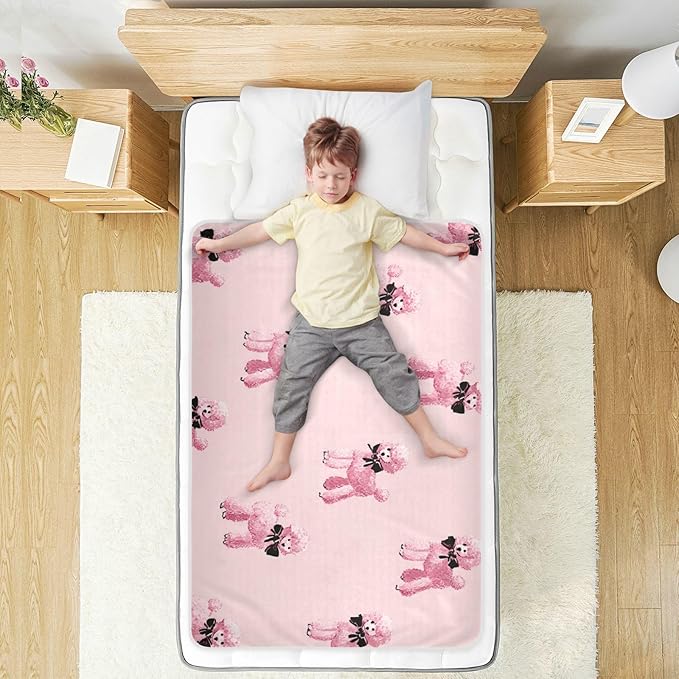 Waterproof Bed Pad Reusable Changing Pad Toddler Mattress Protector Large Pee Pad Baby Diaper Pad Soft Washable Liner Pink Cute Poodles
