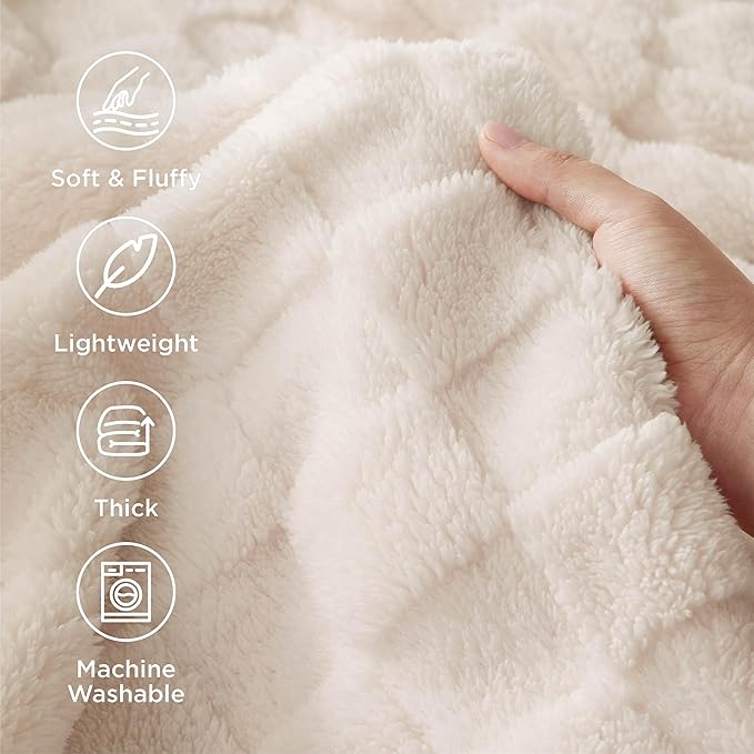Bedsure GentleSoft Twin Blanket for Bed Cream - Super Soft Cozy Blankets for Women Men Girls, Cute Fuzzy Fleece Throws for Bedroom Couch, 60x80 Inches