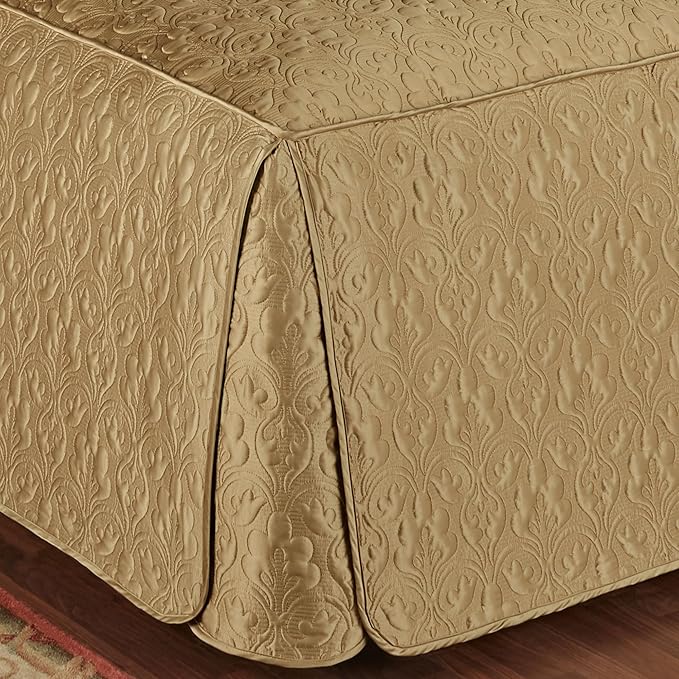 Cambridge Classic Luxury Bedding | Golden Bronze Solid Color Polyester Satin | Elaborate Damask Quilting | 6 Pc Set Includes Oversized California King Bedspread, 2 King Shams, & 3 Decorative Pillows