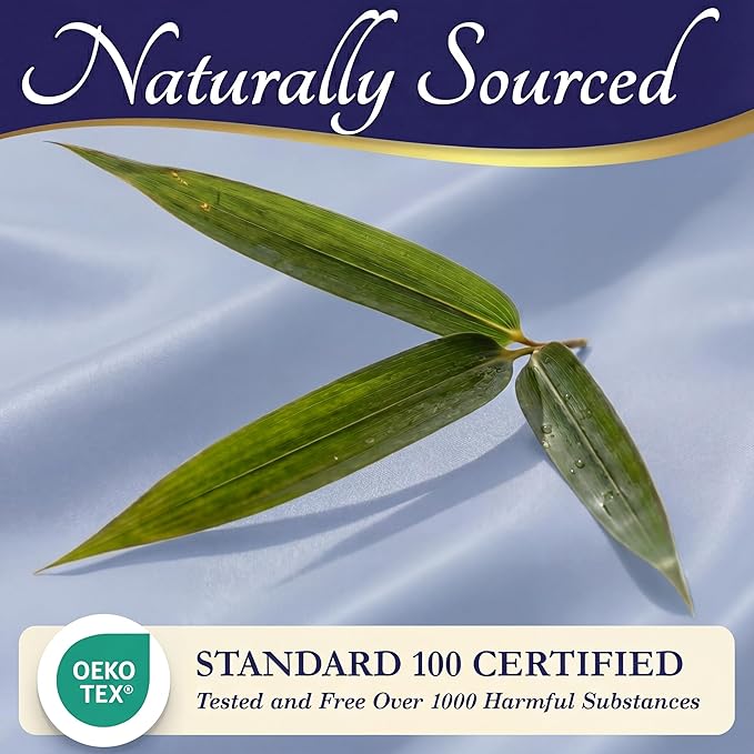 DECOLURE 100% Viscose Derived from Bamboo Sheets California King Size - Luxury 4 Pc Naturally Cooling Sheets, Ultra Soft Bed Set - Deep 17" Pockets, Double Stitching, Oeko Tex Standard (Light Blue)