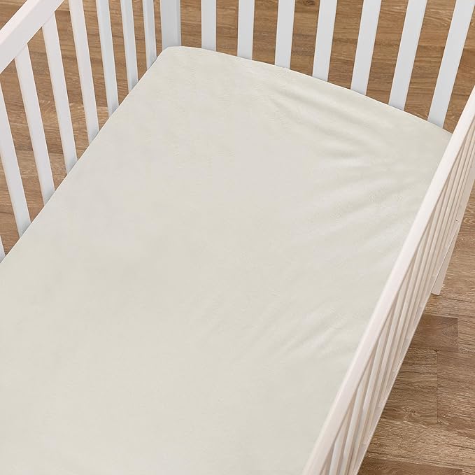 American Baby Company Heavenly Soft Chenille Fitted Crib Sheet 28" x 52", Warm and Cozy Neutral Chenille Sheet, Ivory (Warm Off-White), for Boys and Girls, Fits Crib and Toddler Bed mattresses.