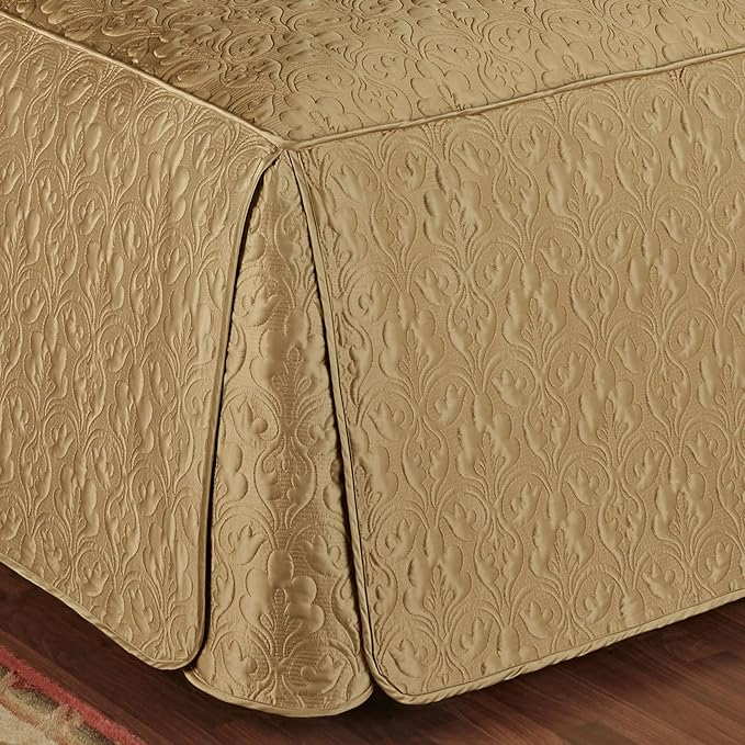 Cambridge Classic Luxury Bedding | Golden Bronze Solid Color Polyester Satin | Elaborate Damask Quilting | 6 Pc Bed Set Includes Oversized Queen Bedspread, 2 Standard Shams, and 3 Decorative Pillows