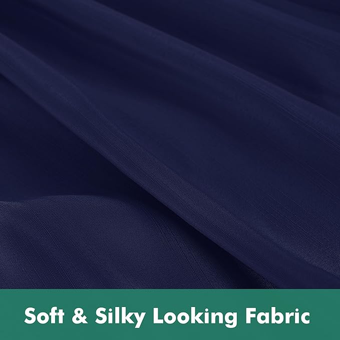 Biscaynebay Wrap Around Bed Skirts with Split Corners for Full Beds 15" Drop, Navy Adjustable Elastic Dust Ruffles Easy Fit Wrinkle Resistant Silky Luxurious Fabric Machine Washable