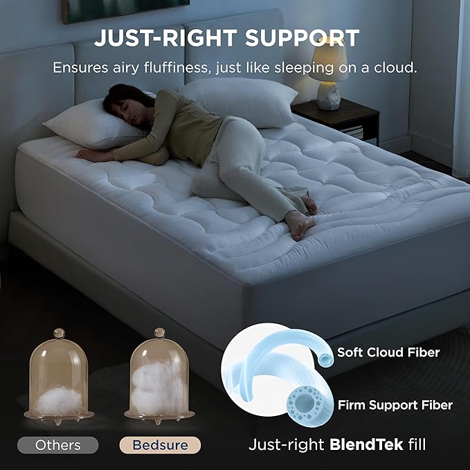 Bedsure Full Size Mattress Protector Waterproof - Quilted Fitted Noiseless Mattress Pad with 8-21" Deep Pocket, Breathable Pillow Top Mattress Topper Cover Padded, 54x75 Inches, White