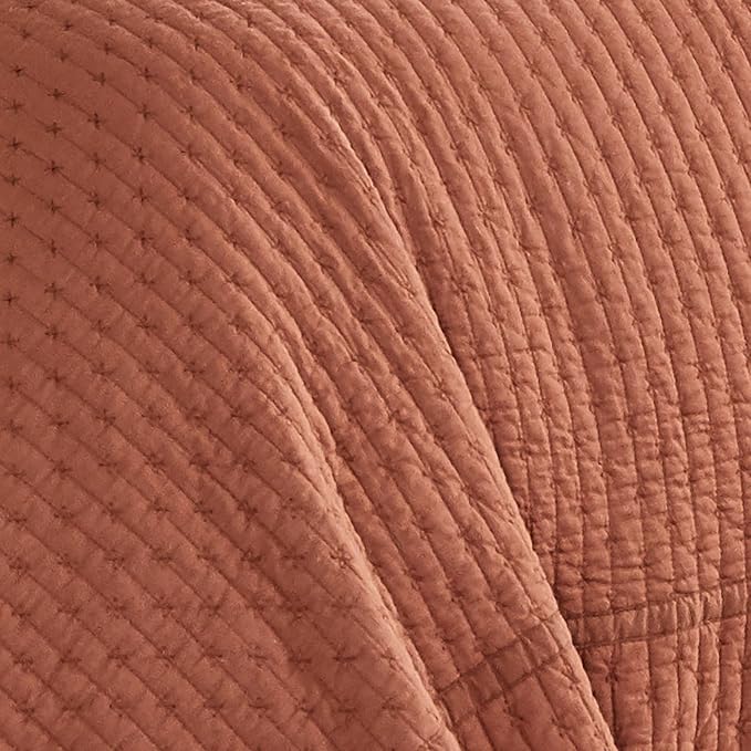 Levtex Home Cross Stitch Reversible Queen Bedspread Set (104x106in) with 2 Pillow Shams (26x20in) - Stitch Texture - Adobe - Cotton Queen Size Bedspread Set - Lightweight, Soft, Pre-Washed