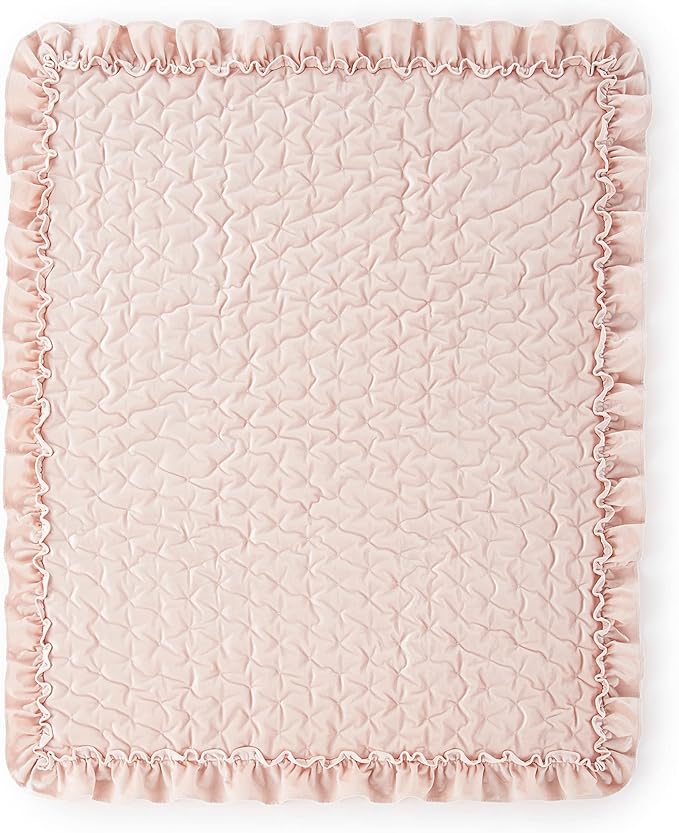Levtex Baby - Heritage Crib Bed Set - Baby Nursery Set - Blush Velvet - Rich Velvet - 4 Piece Set Includes Quilt, One Fitted Sheet, Changing Pad & Skirt/Dust Ruffle
