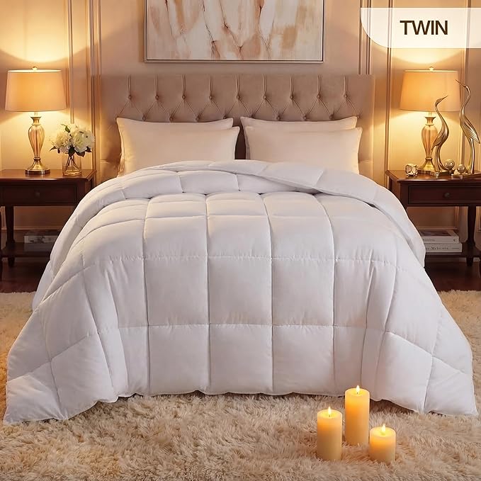 Utopia Bedding Comforter Duvet Insert, Quilted Comforter with Corner Tabs, Box Stitched Down Alternative Comforters Twin Size (White)
