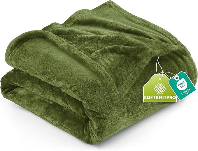 Utopia Bedding Fleece Blanket Twin Size Olive (60x80 Inches) Ultra Soft Warm Lightweight Microfiber Breathable Anti-Static Cozy Winter Bed Blanket, All-Season Home Decor Gift for Men & Women