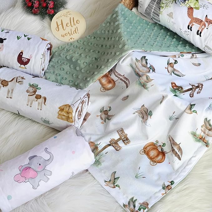 HOMRITAR Baby Blanket for Boys Girls Soft Nursery Minky Toddler Blanket with Double Layer Dotted Backing, Cute Mallard Duck Multicolor Printed 30 x 40 Inch