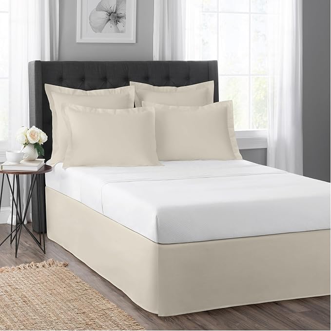 Today’s Home Classic Tailored Bed Skirt Dust Ruffle, Cotton Blend Design, 14" Drop Length, Queen, Buttercream