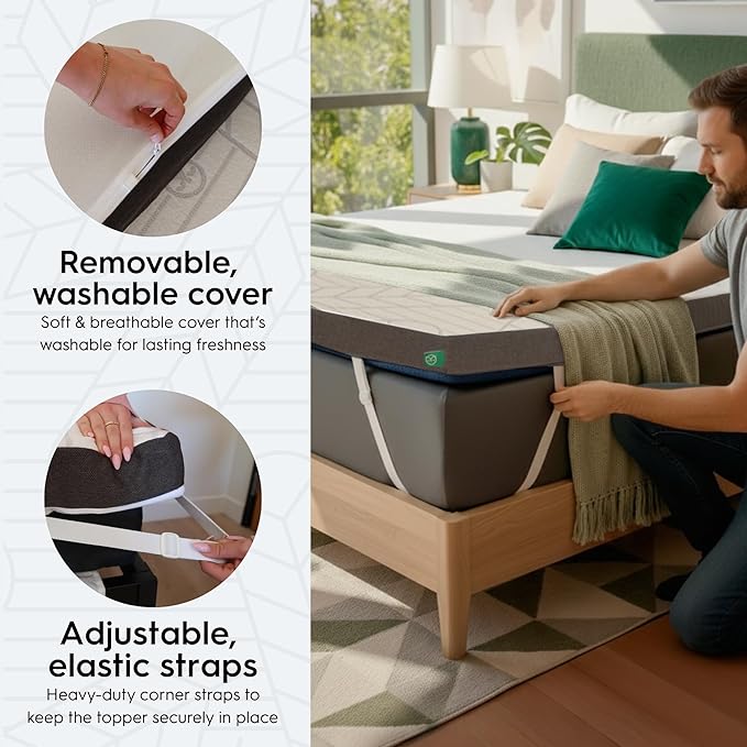 Sleepyhead King 3 Inch Premium Gel Mattress Topper – Cooling Gel Memory Foam Bed Topper by Sleepyhead – Pressure Relief, Washable Cover, CertiPUR-US Certified, Soft Mattress Pad (King 3")