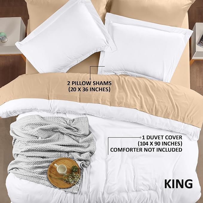 Utopia Bedding Duvet Cover King Size - 3 Piece with Zipper Closure - 1 Comforter Cover 104X90 Inches & 2 Pillow Shams 20X36 Inches (Pack of 8, White) Comforter Not Included