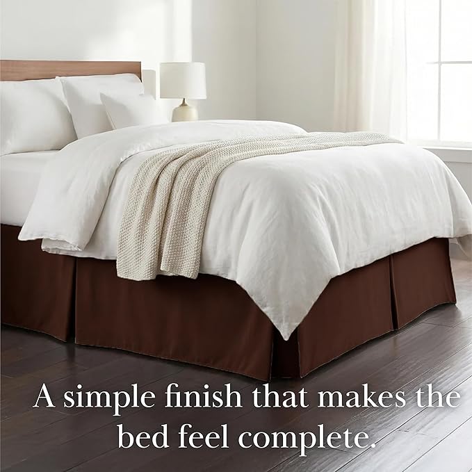 Southshore Fine Living, Inc. Full Size Bed Skirt, 14-Inch Drop Pleated Bed Skirt for Full Mattress, Dust Ruffle for Full Size Bed, Chocolate Brown