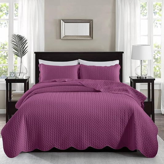 MOONLIGHT20015 8 Pack Quilt King Size Bedding (106" x 96") - Bulk Wholesale for Hotels, Guest Bedroom & Airbnbs - Lightweight Microfiber Reversible Embossed Quilts Bedspread (Lilac/Purple)