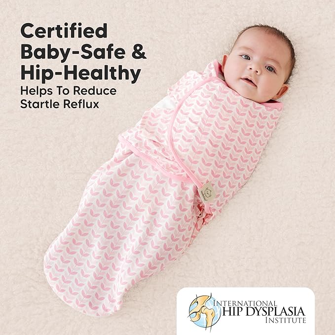 Baby Swaddle Sleep Sacks with Zipper - 3-Pack Swaddles for Newborns 0-3 Months, Infant, Baby Girls, Boys, Soft & Durable Newborn Sleep Sack, Easy Diaper Change Swaddling Blanket (Blossom, OS)