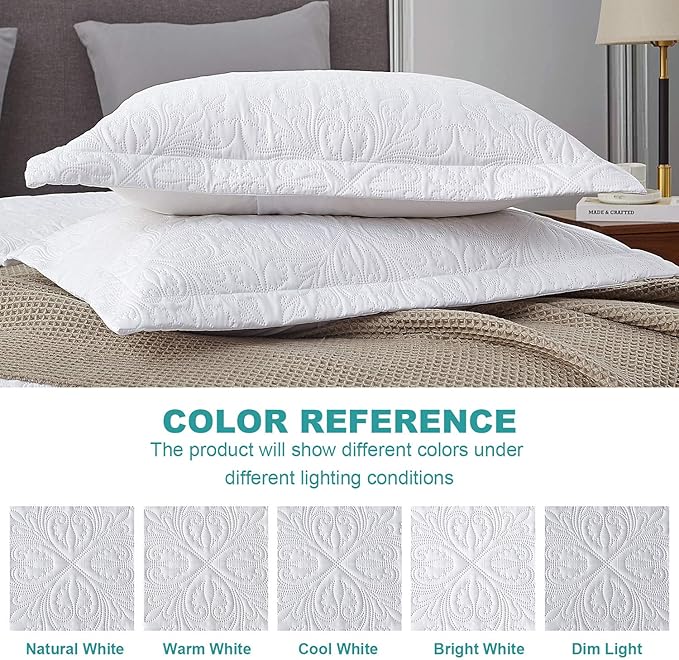 Hansleep White Quilt Twin Size - Baroque Ultrasonic All Season Bedspread Twin, Soft Lightweight Coverlet Bedding Set, 2 Pieces (1 Quilt, 1 Pillow Sham)